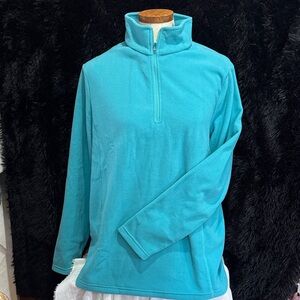 Lands’ End Turquoise Quarter-Zip Fleece Pullover